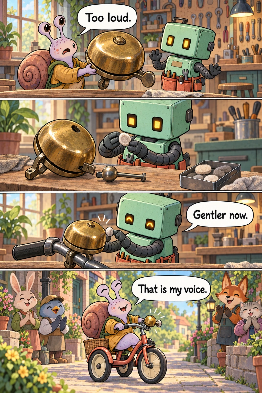 A Bell That Whispers, page 1. A full transcript follows the comic.