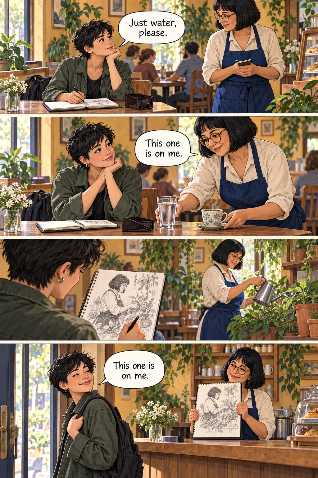 A Cup for the Sketch, page 1. A full transcript follows the comic.