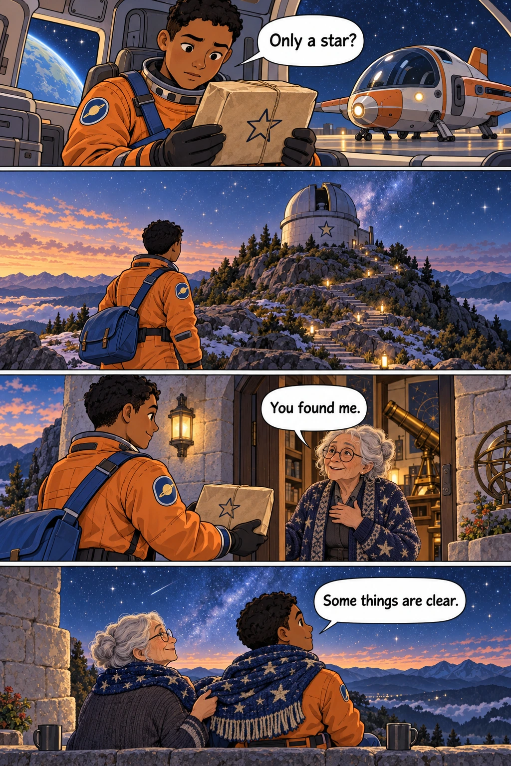 Address in the Sky, page 1. A full transcript follows the comic.