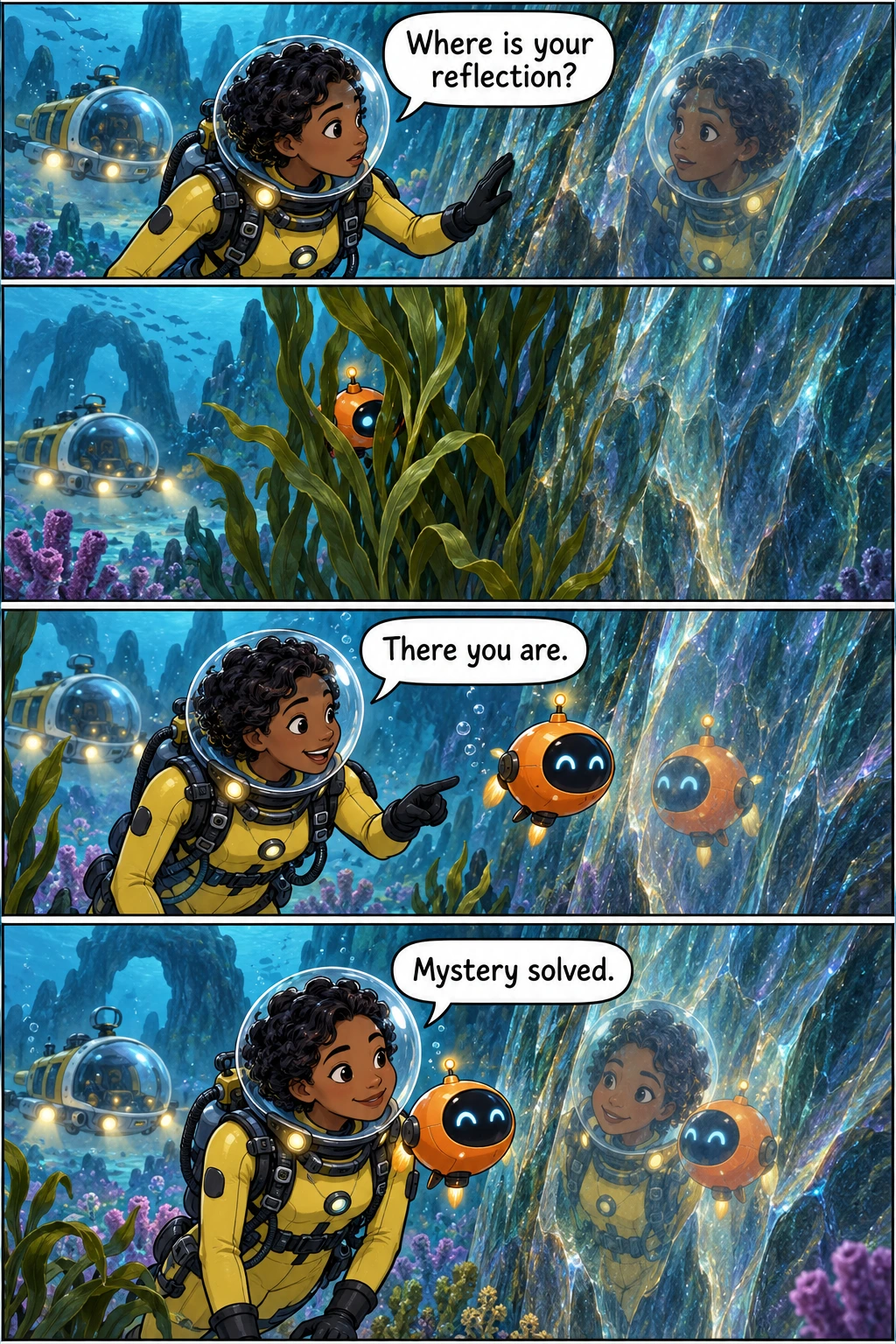 One Missing Reflection, page 1. A full transcript follows the comic.