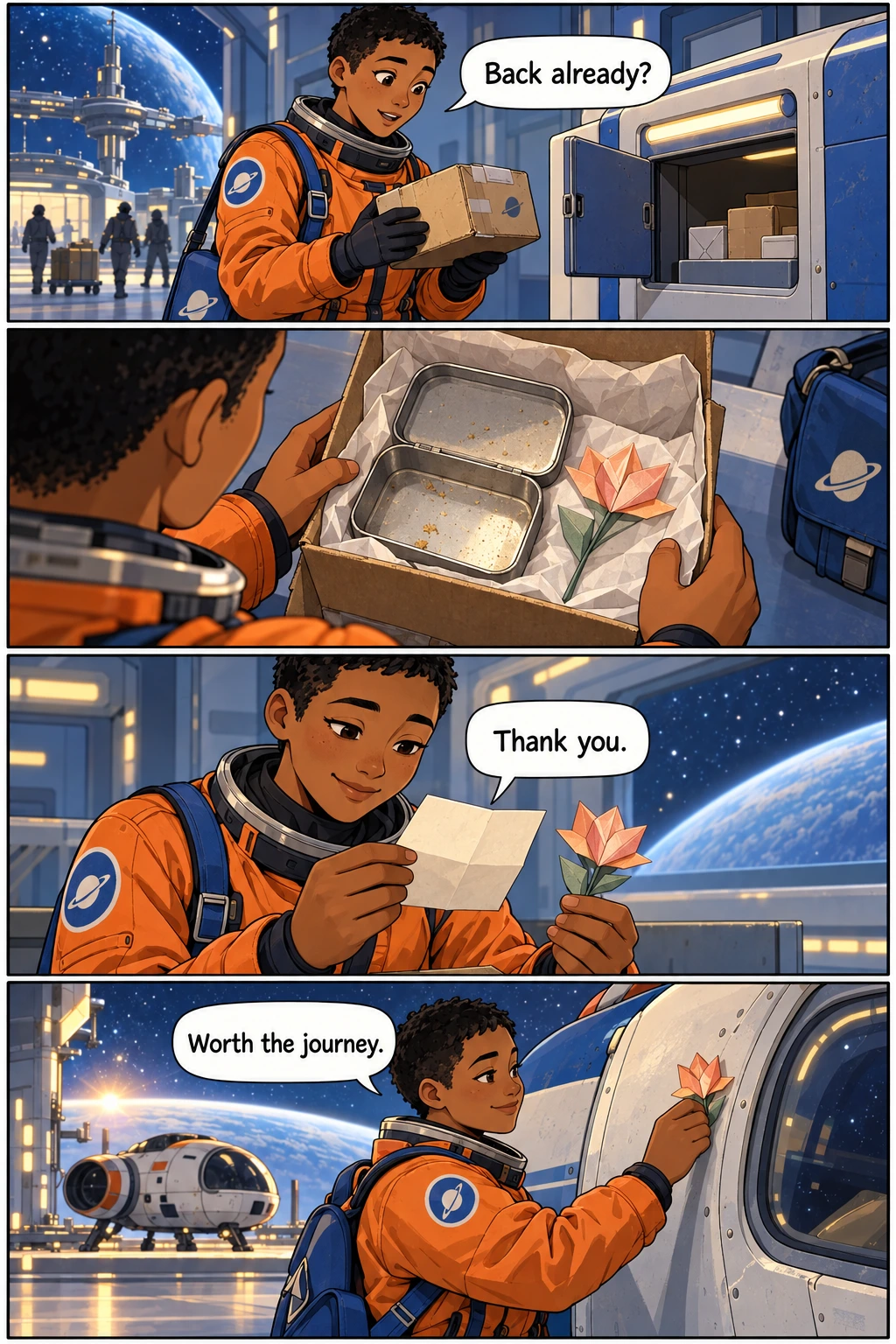 Return to Sender, page 1. A full transcript follows the comic.