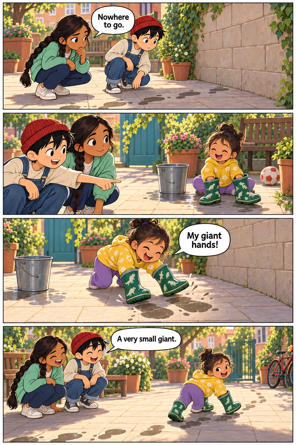 The Backwards Footprints, page 1. A full transcript follows the comic.