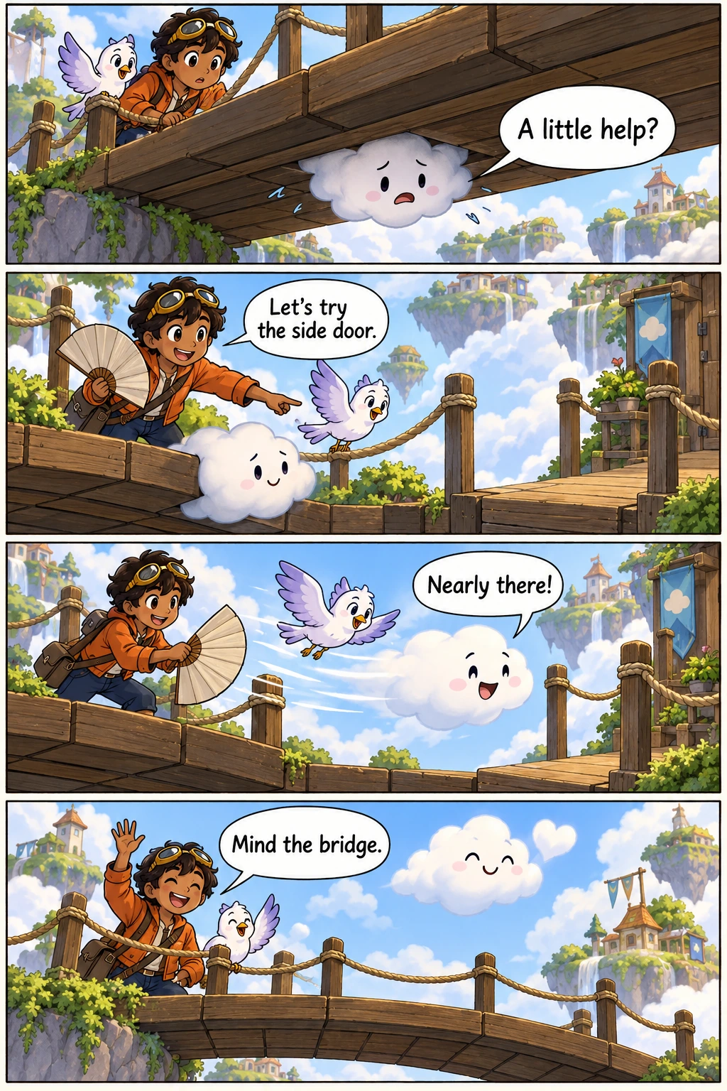 The Cloud Beneath the Bridge, page 1. A full transcript follows the comic.