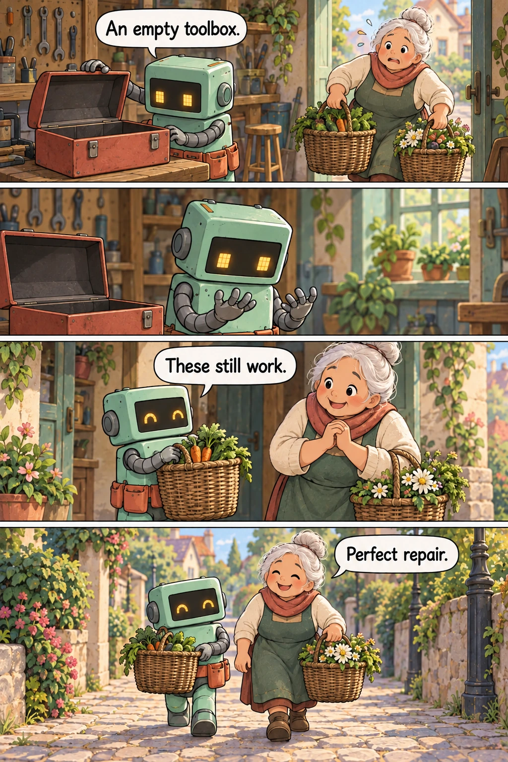 The Empty Toolbox, page 1. A full transcript follows the comic.