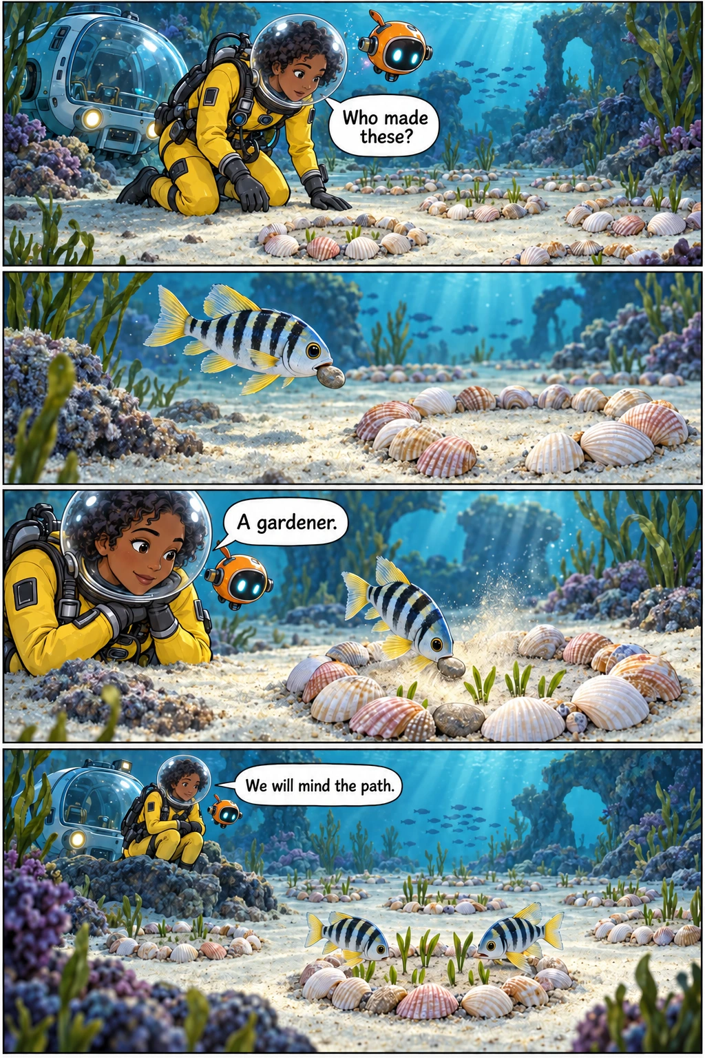 The Garden Below, page 1. A full transcript follows the comic.
