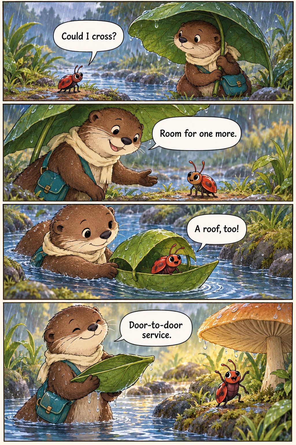 The Last Dry Leaf, page 1. A full transcript follows the comic.