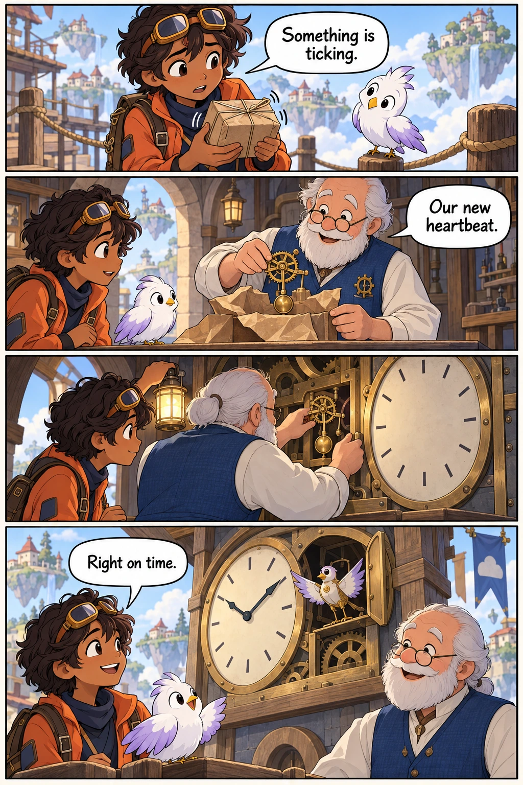 The Parcel with a Heartbeat, page 1. A full transcript follows the comic.