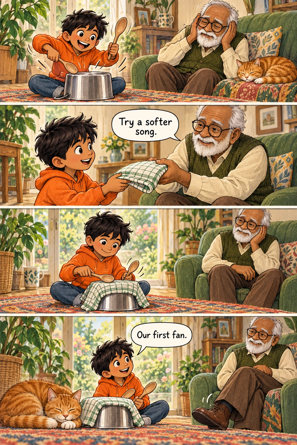 The Quiet Drum, page 1. A full transcript follows the comic.
