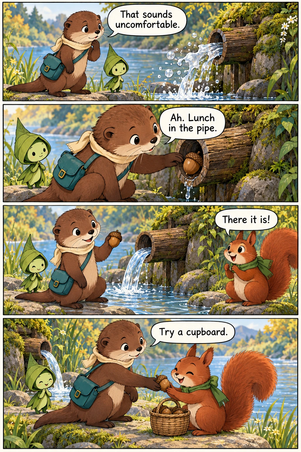The River's Hiccup, page 1. A full transcript follows the comic.