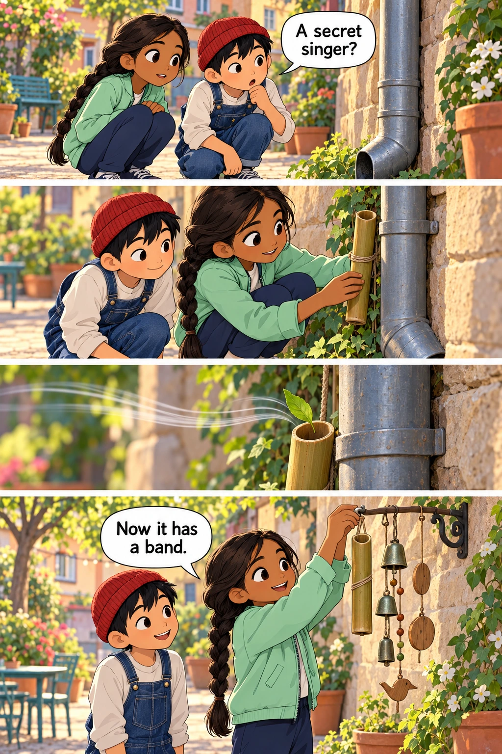 The Singing Drainpipe, page 1. A full transcript follows the comic.