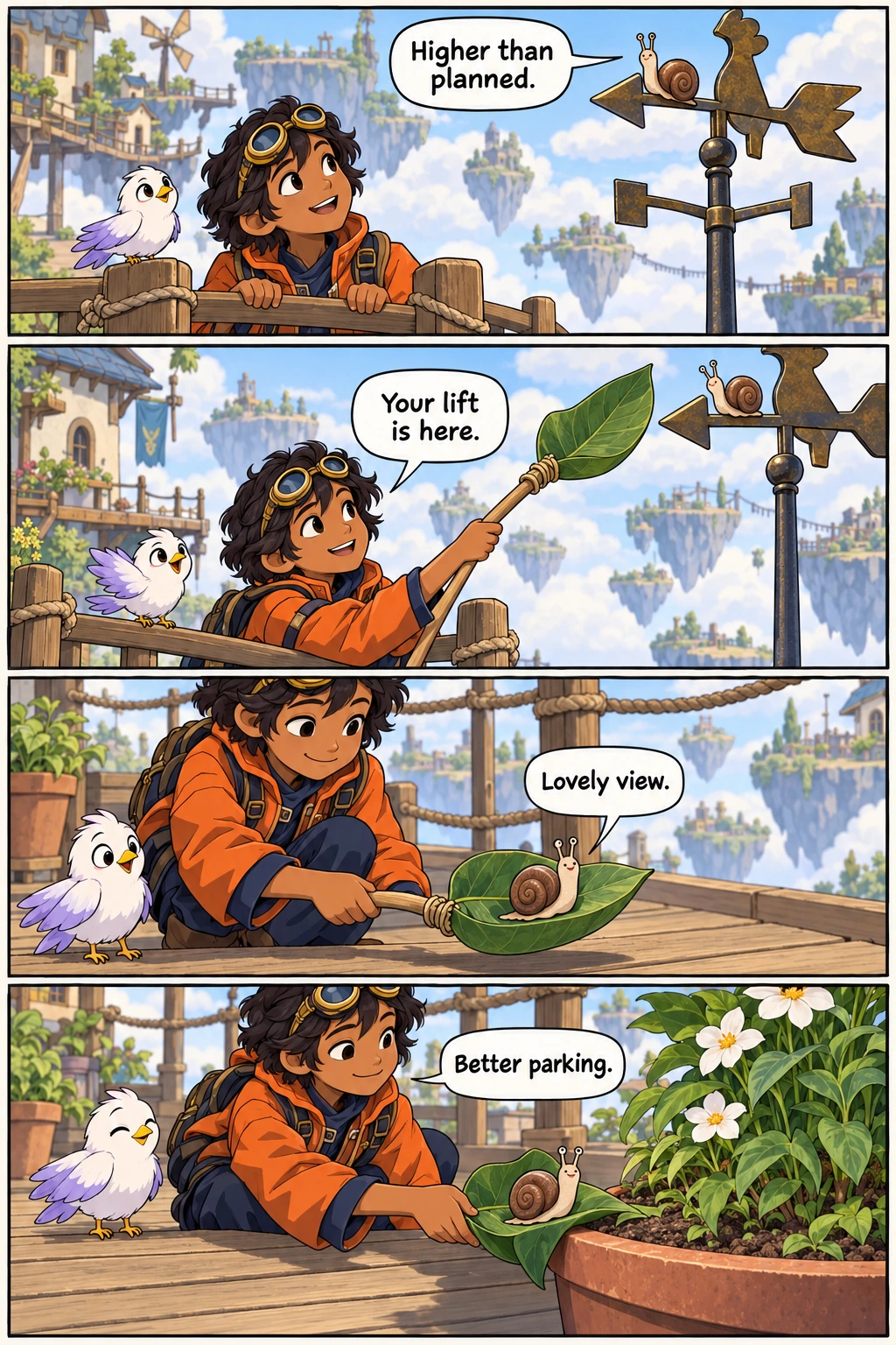 The Snail on the Weather Vane, page 1. A full transcript follows the comic.