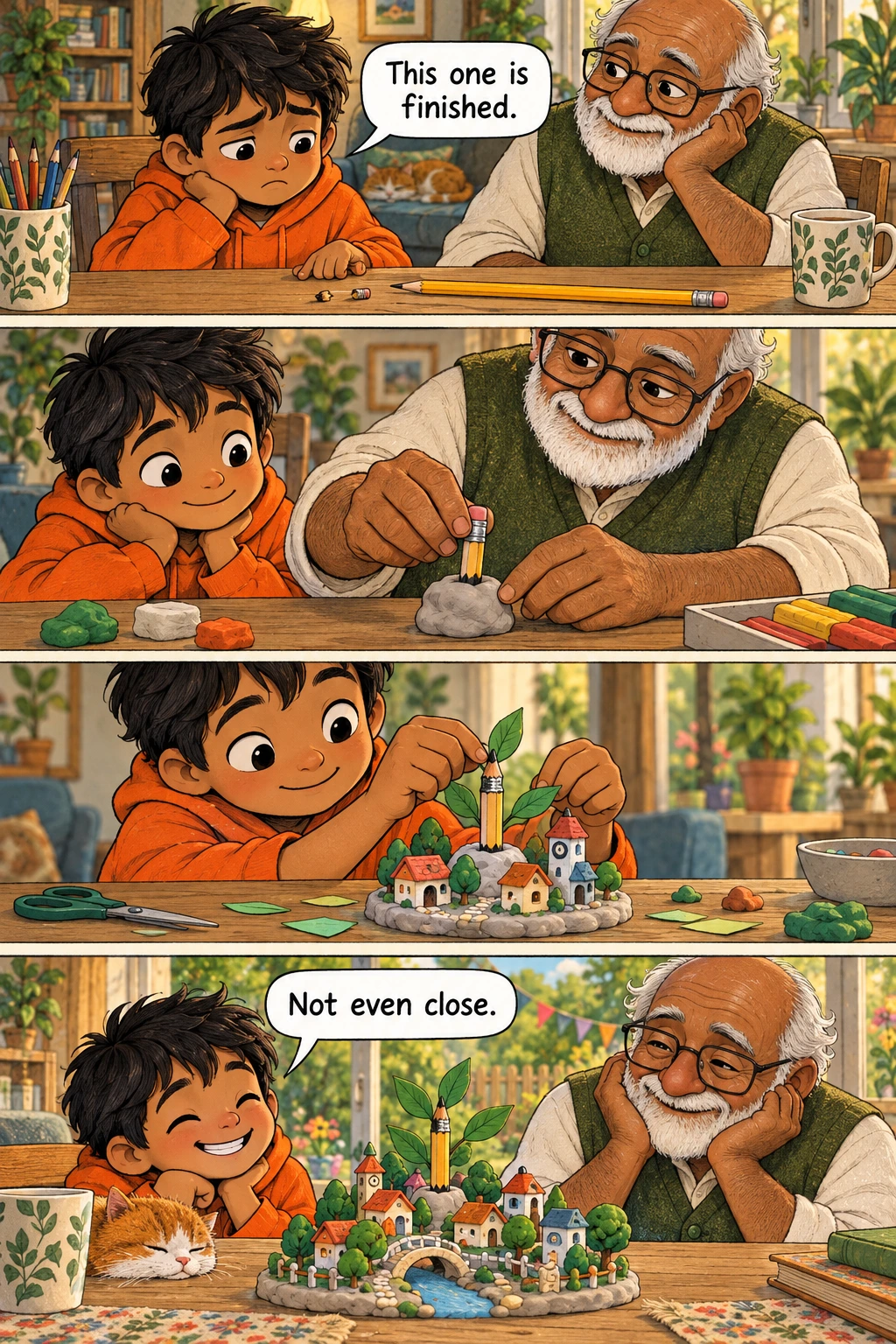 The Tallest Pencil, page 1. A full transcript follows the comic.