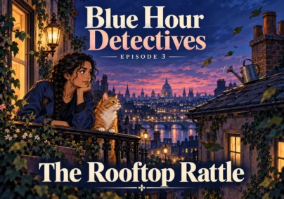 Blue Hour Detectives — Episode 3: The Rooftop Rattle. Tailored episode cover.
