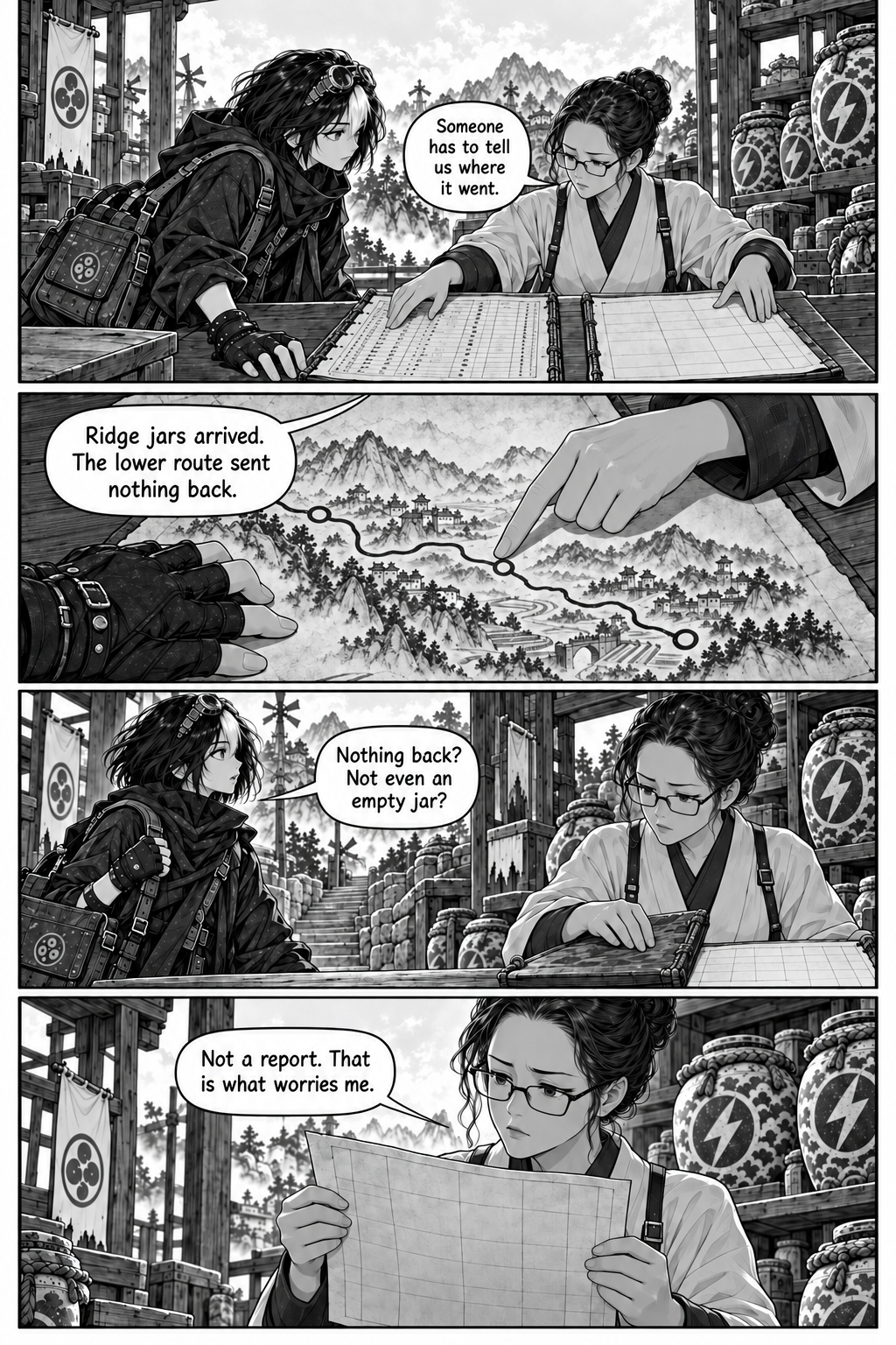 Borrowed Thunder, Chapter 2, page 4. A blank lower-valley return ledger reveals a missing report.