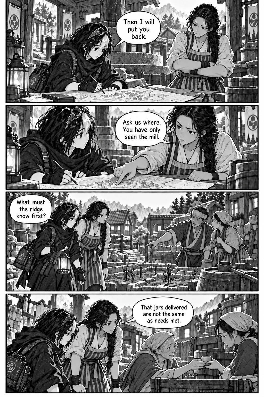 Borrowed Thunder, Chapter 3, page 6. Eda asks Neri to consult the residents before mapping their homes and needs.