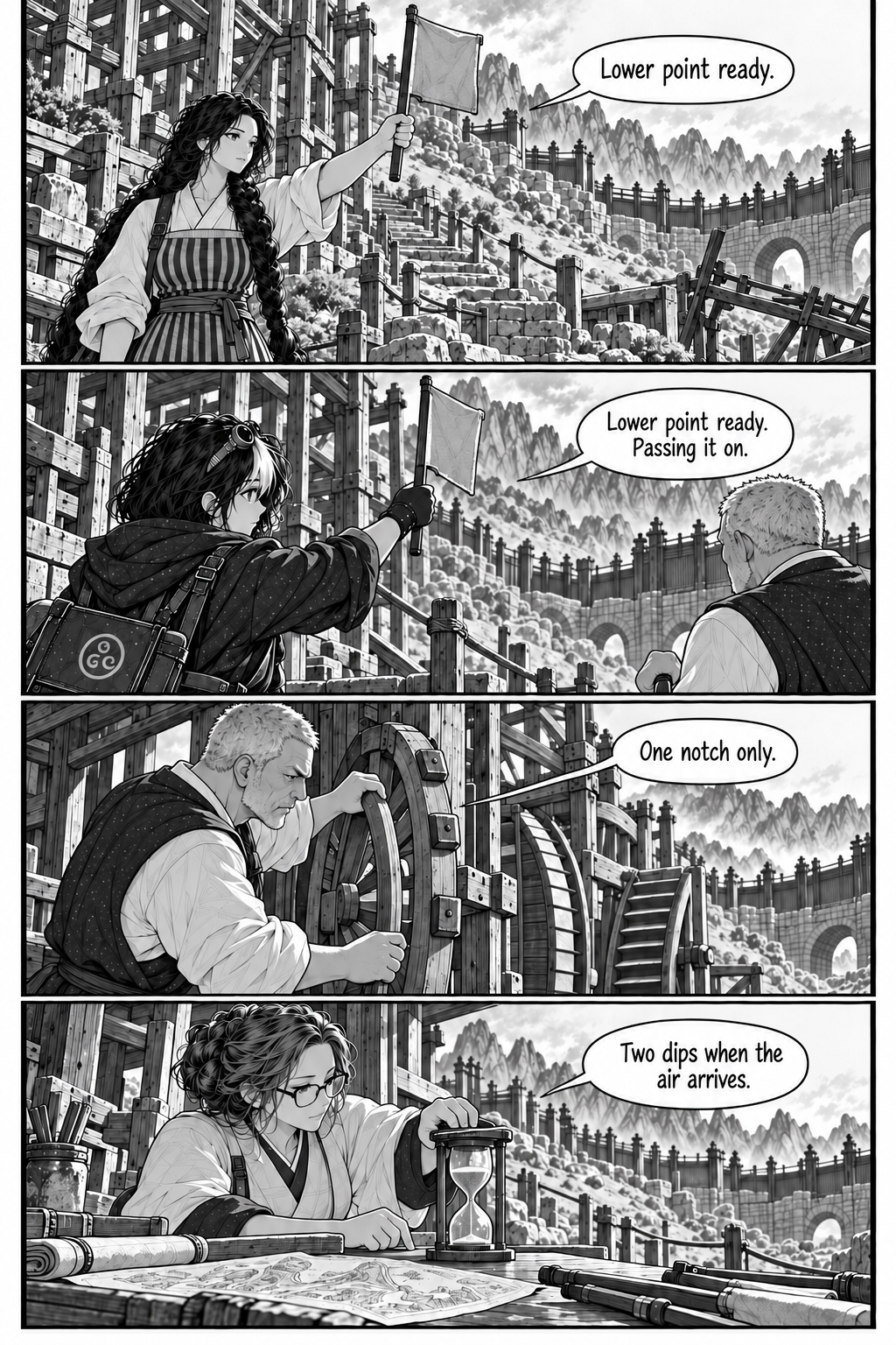 Borrowed Thunder, Chapter 8, page 5 of 8: the first single-notch test begins.