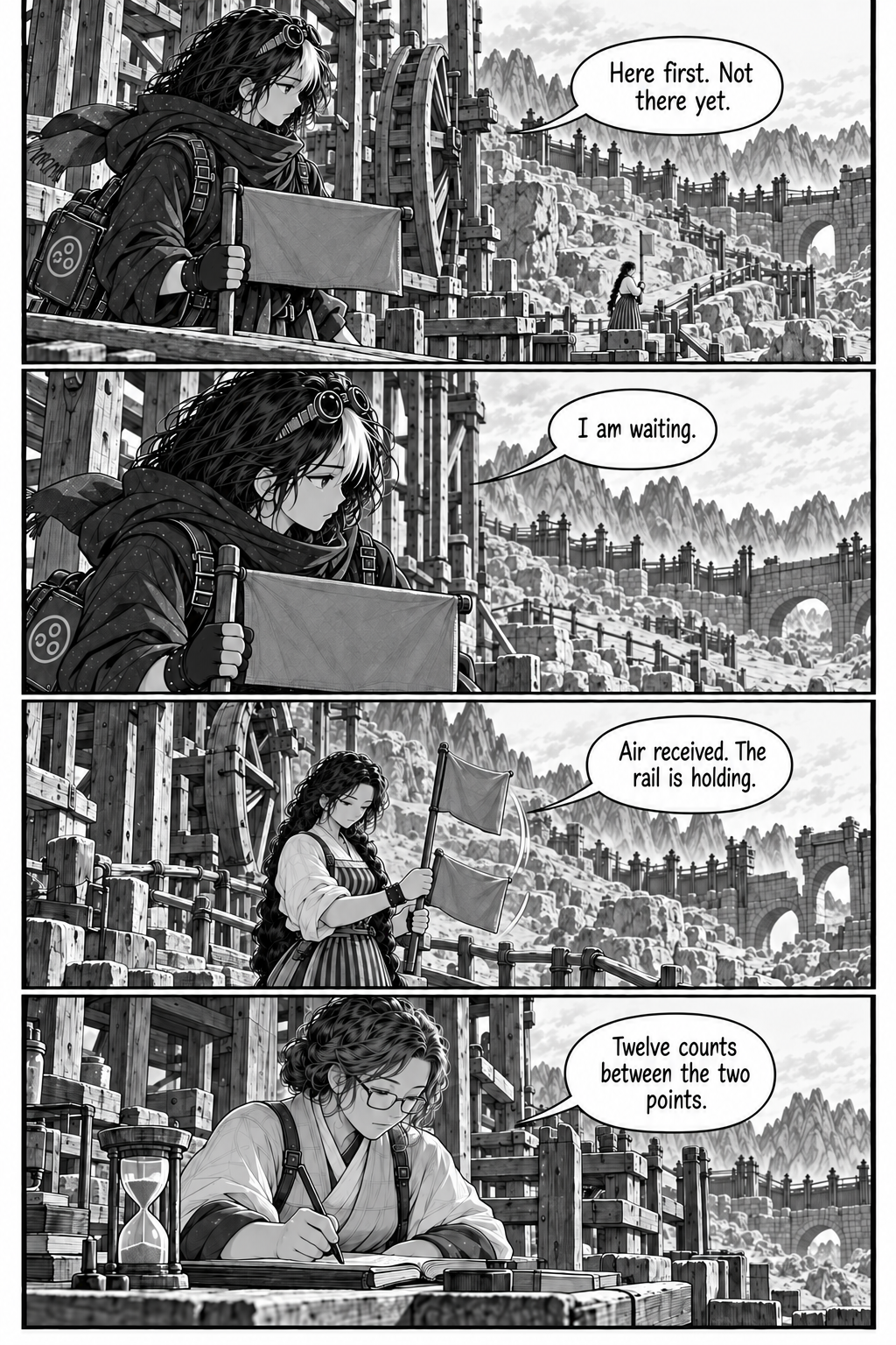 Borrowed Thunder, Chapter 8, page 6 of 8: the lower flag acknowledges the arriving air.