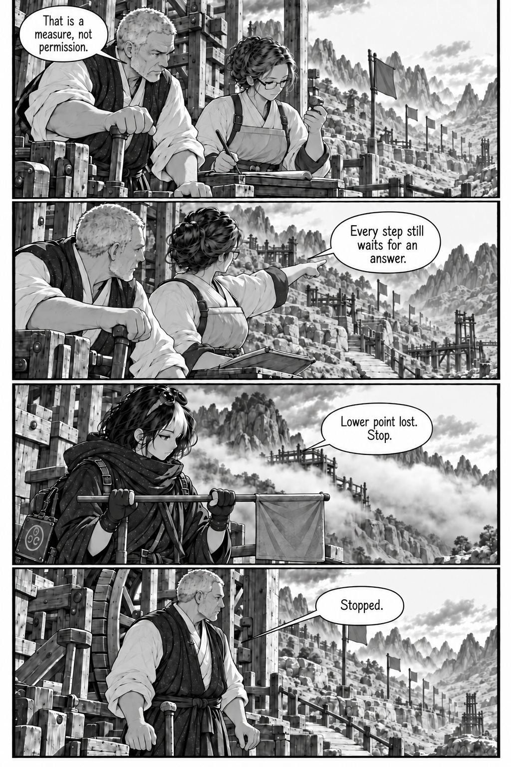 Borrowed Thunder, Chapter 8, page 7 of 8: a lost sightline stops the test.