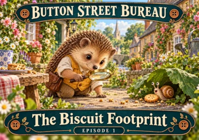 Button Street Bureau — Episode 1: The Biscuit Footprint. Tailored episode cover.