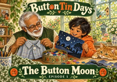Button Tin Days — Episode 1: The Button Moon. Tailored episode cover.