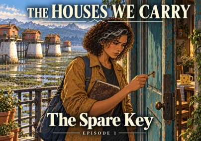 The Houses We Carry — Episode 1: The Spare Key. Mara returns to the teal door with her brass key.