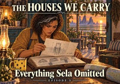 The Houses We Carry — Episode 5: Everything Sela Omitted. Mara finds her own worksheet inside the old load book.