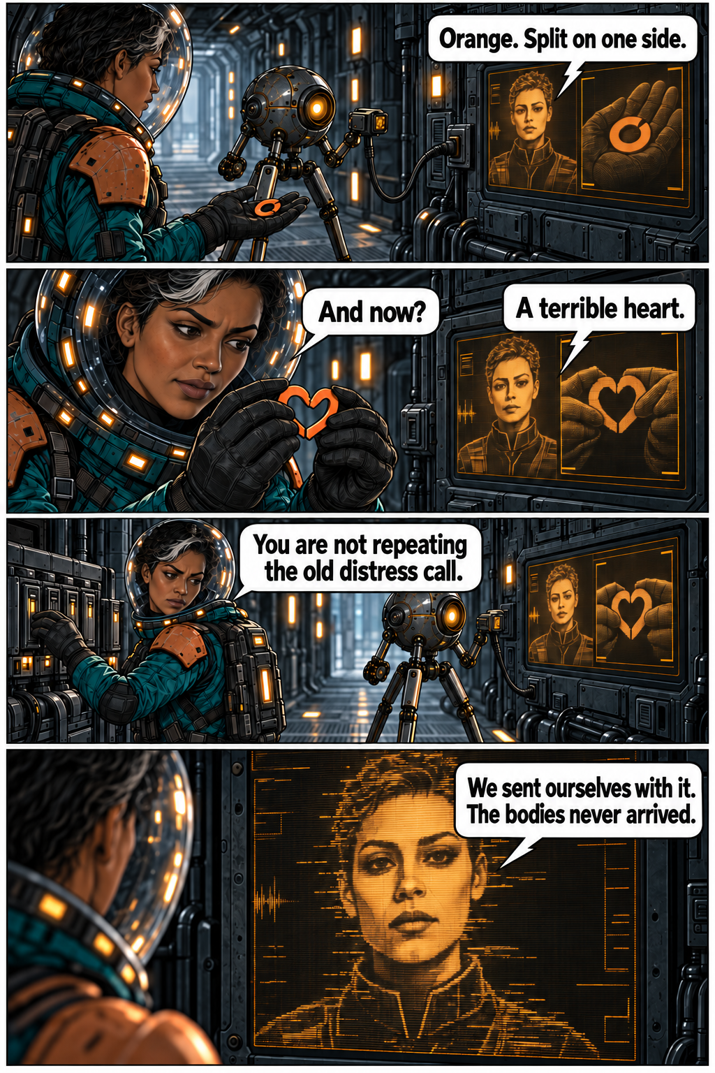 A washer-shaped heart confirms that Inez is responding live. Full dialogue and scene descriptions are in the transcript below.