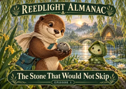 Reedlight Almanac — Episode 1: The Stone That Would Not Skip. Tailored episode cover.