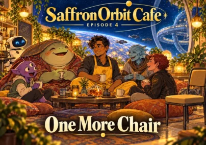 Saffron Orbit Cafe — Episode 4: One More Chair. Tailored episode cover.