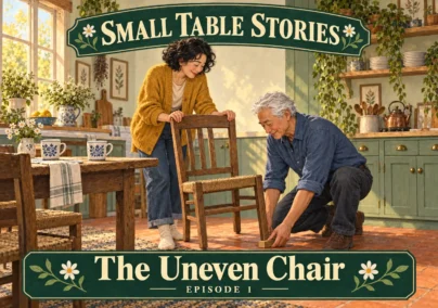 Small Table Stories — Episode 1: The Uneven Chair. Tailored episode cover.