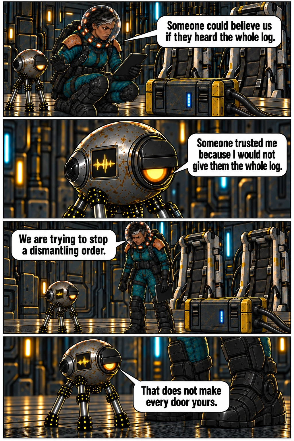 Sio refuses to surrender the complete private call log. Full dialogue and scene descriptions are in the transcript below.