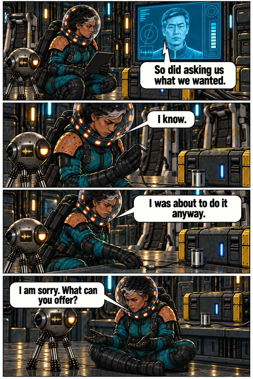 Mara acknowledges her overreach and asks Sio what it can offer. Full dialogue and scene descriptions are in the transcript below.