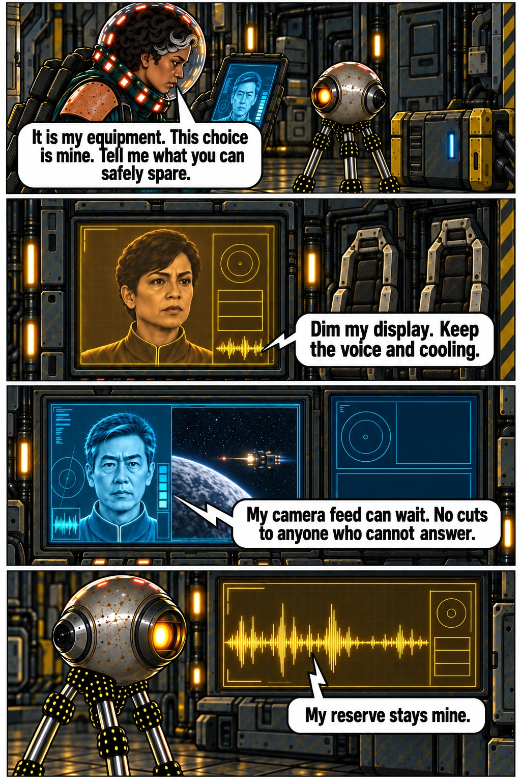 Residents choose only optional loads to reduce. Full dialogue and scene descriptions are in the transcript below.