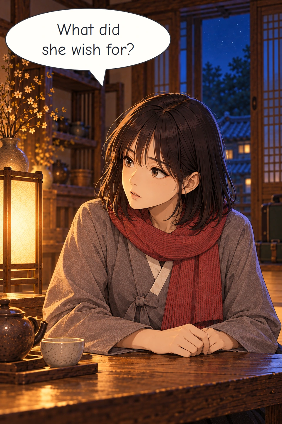 Panel 4. Haneul looks towards Bit and asks what Halmeoni wished for.